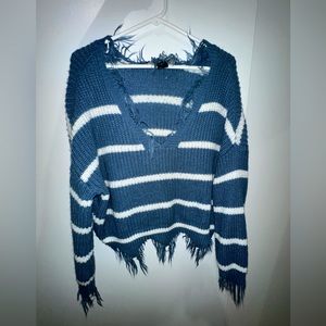 Blue and white striped sweater